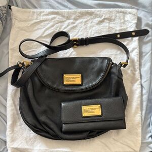 Marc By Marc Jacob’s Black Leather Shoulder Bag with Matching Wallet
